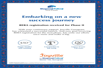 RERA received for Shapoorji Pallonji Joyville Phase 2 project in Gurgaon